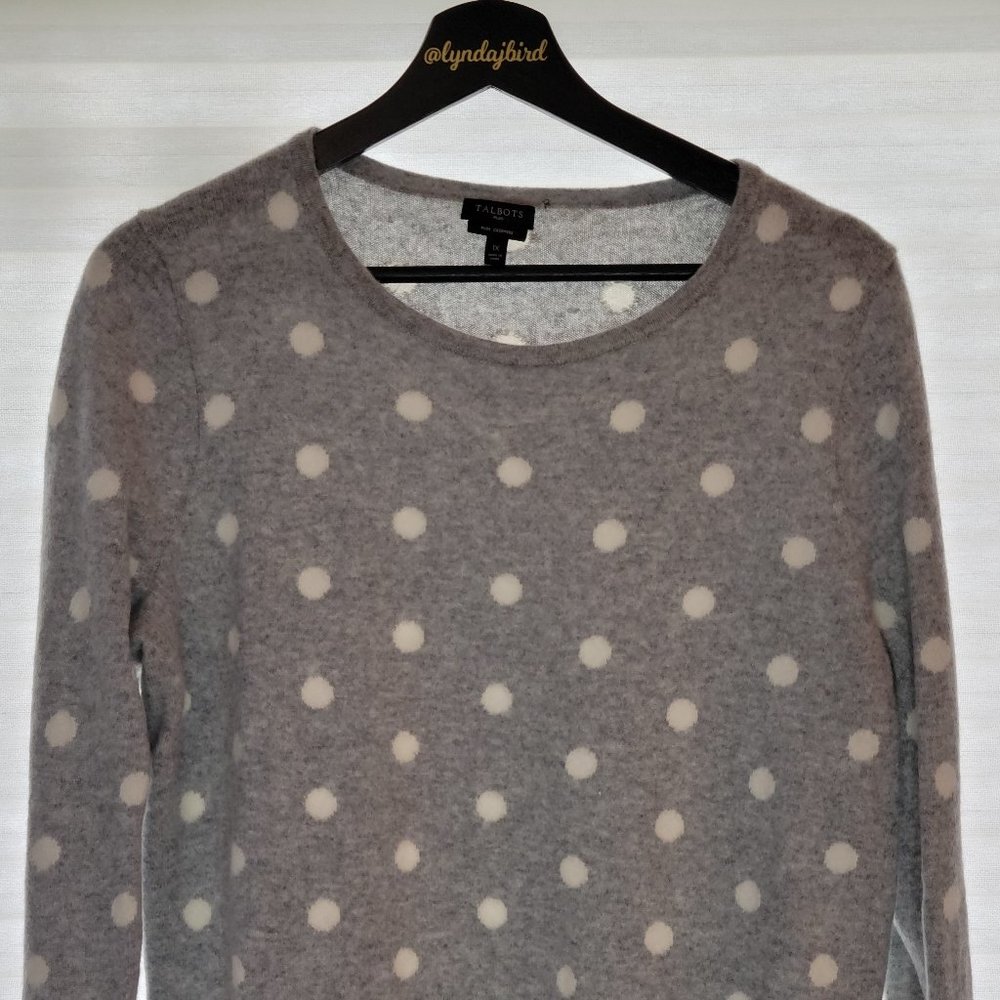 Talbot's Grey and White Cashmere Sweater